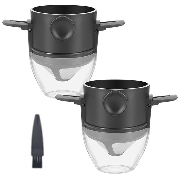 MZY LLC 2 Pcs Reusable Pour Over Coffee Filter, Stainless Pour Over Coffee Dripper Easy to Clean for Home,Office, Travel, Camping