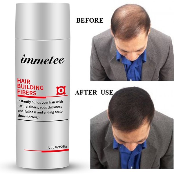 IMMETEE Keratin Hair Building Fibers Powder Conceal Instantly for Thinning Hair,Cover Up Hair Loss Natural Thickens for Men and Women-25g/0.88oz (DARK BROWN)