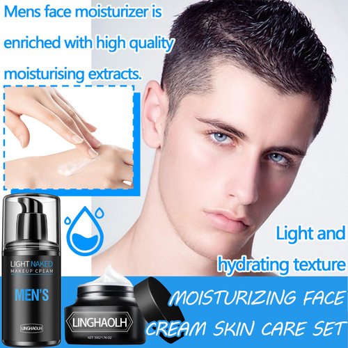Mens Face Moisturizer & Mens Face Lotion,Moisturizing Face Cream Skin Care Set,Hydrating Concealer Facial Moisturizer for Men's Skincare and Makeup（2PCS）