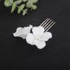 Teyglen Bride Flower Wedding Hair Comb Bridal Flower Headpiece Small Cute White Flower Pearl Hair Piece Decorative Hair Jewelry Accessories for Women Girls (Silver)