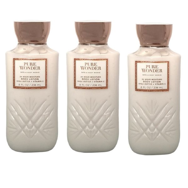 Bath & Body Works PURE WONDER 24 HR Moisture Body Lotion Lot of 3 - Full Size
