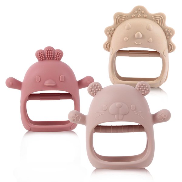 Baby Teethers 3-6 Months, BPA Free Baby Chewing Toys, Easy-to-Grasp Shapes with Soft Texture for Sensory Exploration and Itching Relief During Teething