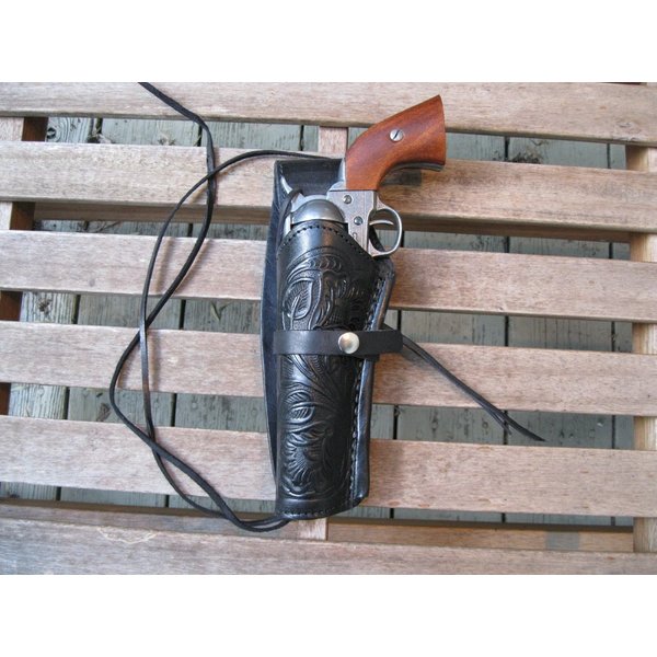 Western Express – Left – for 6” Black Tooled Leather Gun Holster (.44 .45 Caliber)