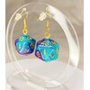 d20 20-Sided Polyhedral Dice Earrings - Hook with Earnuts (Light Blue-Purple Swirl)