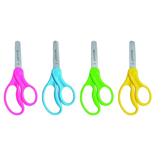 Westcott 13140 Right- and Left-Handed Scissors, Kids' Scissors, Ages 4-8, 5-Inch Blunt Tip, Assorted, 12 Pack