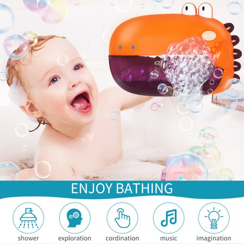 Grechi Dinosaur Bath Toys,Baby Bath Toys for The Baby Bathtub,Toddler Bath Toys Automatic Bubble Machine,Plays 12 Children’s Songs,Bath Bathtub Toys Makes Gifts for Toddlers Age 18m+ Girl Boy
