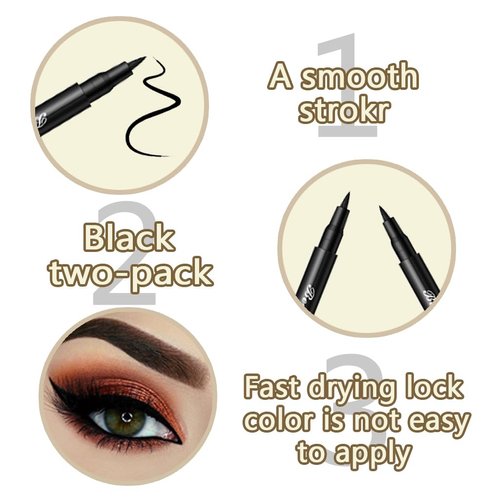 1 pack black eyeliner pen with 1 pack eyebrow brush,#002