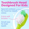 Trueocity Kids Toothbrush 4 Pack - Soft Contoured Bristles - Child Sized Brush Heads (3-10 Year Old) - Suction Cup for Fun & Easy Storage - Girl & Boy Set (Blue & Orange)