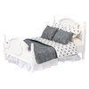 Dollhouse Furniture Mini Bed Set, Realistic Bedroom Accessories for 6 inch Dolls, Decorative Grey Bedspread & Pillows, White Wooden Frame, 1/12 Scale