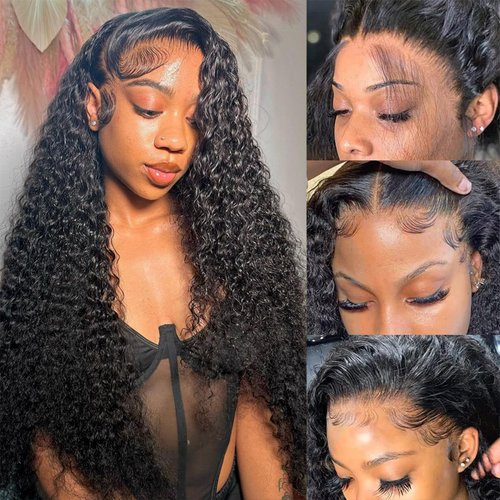 Odored 30 Inch Deep Wave Lace Front Wigs Human Hair 13x6 HD Transparent Deep Curly Lace Frontal Wigs Human Hair 180% Density Glueless Wigs Human Hair pre Plucked with Baby Hair Natural Color