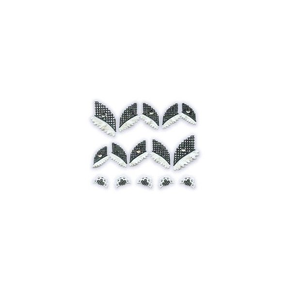 Black & White Net Lace w/Rhinestone Asymmetric French Tip Nail Stickers/Decals