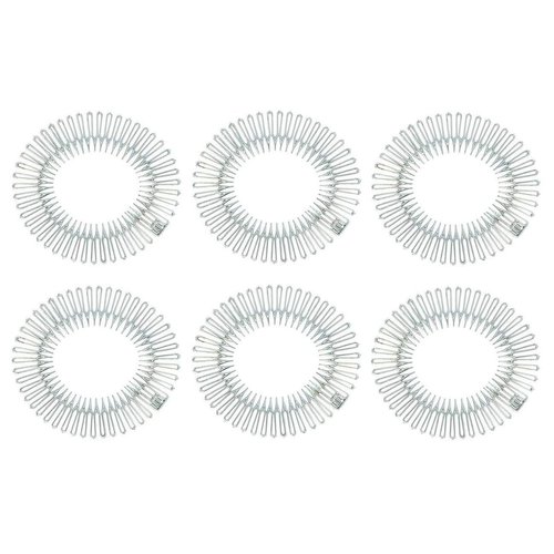 Fodattm 6PCS Women Lady Stretch Flexible Plastic Full Circle Hair Comb Headband Hair Hoop Hair Clip Spring Head Band with Deep Teeth (Clear)
