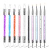 10Pcs Nail Art Sculpture Pen, Dual Tipped Silicone Nail Tools, Nail Art Tools, DIY Brush Dotting Tools Kit for Design Nail Foil Carving Drawing and 3D Effect Shaping Drawing Dotting Tools