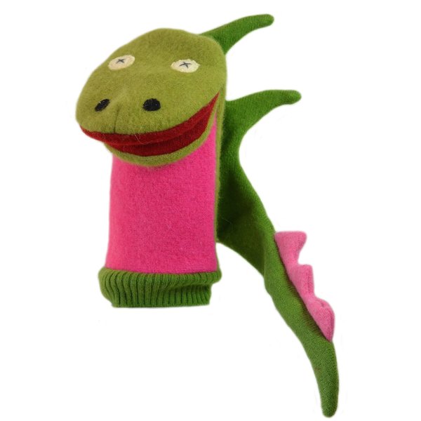 Cate and Levi - Hand Puppet - Premium Reclaimed Wool - Handmade in Canada - Machine Washable (Dragon)