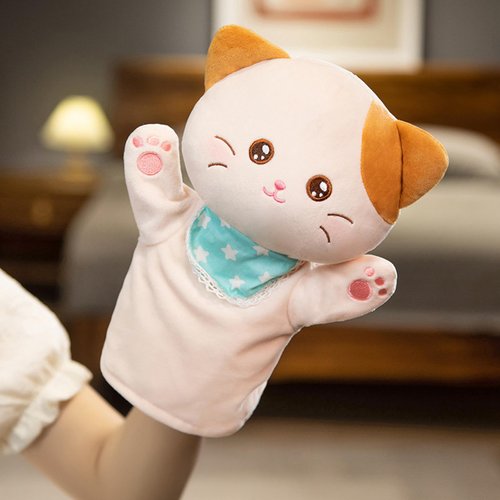 Hand Puppets Plush Animals Toys Dolls for Kids Imaginative Pretend Play Storytelling Early Education (Cat)
