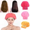 JIEOU Microfiber Hair Drying Cap，Hair Drying Towel 3Packs,Super Absorbent Quick Dry Hair Turban for Girls and Women Drying Curly，Fast Drying Hair Turban Wrap Towels Shower Cap（Red Pink Yellow）