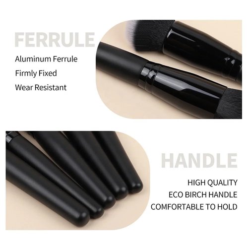 15 Piece Synthetic Vegan Makeup Brush Set with Quilted Bag, Black