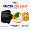 Flame King Propane Tank Gauge Level Indicator, Gas Pressure Meter, Color Coded & Glows in The Dark, Universal for All Cylinders, Solid Brass (2-Pack)