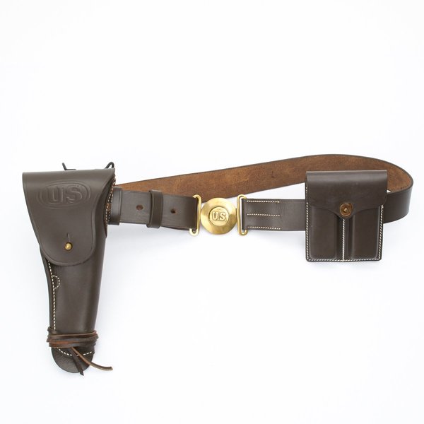 U.S. WWII M1916 .45cal 1911 Pistol Leather Holster, Belt, Ammo Pouch Set