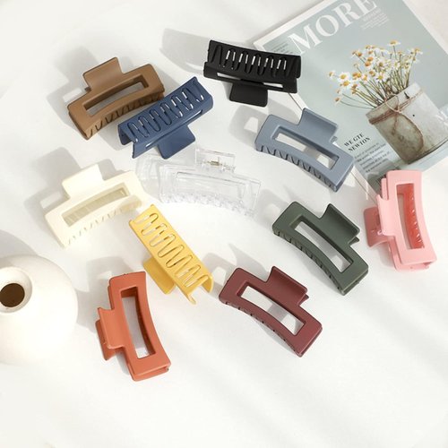 Navy Blue Square Frosting Claw Clips, Big Hair Clips Nonslip Matte Barrettes Thin Thick Short Hair for Women and Girls Hair Accessories