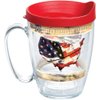 Tervis Woodgrain American Flag Insulated Tumbler with Wrap and Red Lid, 16 oz, Clear