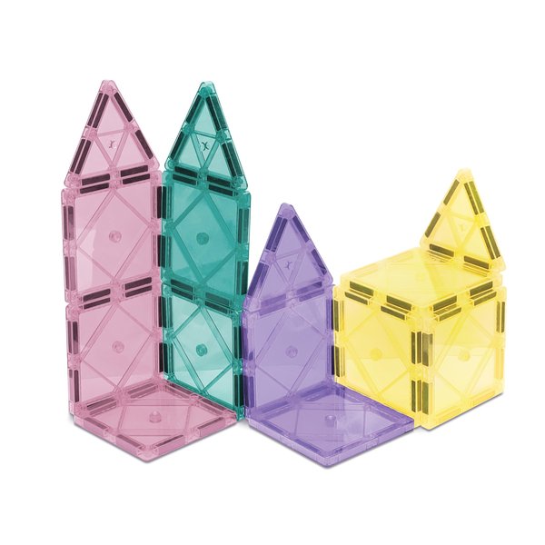CreateOn Crayola Magnetic Tiles, Building Set for Kids, Magnetic Building Toys for Kids, STEM Travel Toys for Boys and Girls Ages 3+, 14-Piece Set (Pastel)