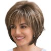 Nicetobuy Umeet Short Straight Wigs with Bangs Blonde mixed Dark Brown Fashion Style Synthetic Fiber Wigs for Women