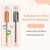 Nail Drill Bits Smooth Top 2PCS, Drill Bits for Nails Tungsten Carbide Bits for Acrylic, 3/32" Safety Nail Bits for Removing Acrylic/Hard Gel for Salon Experienced, EXTRA COARSE(XC)