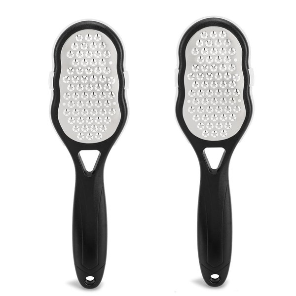 2 Pcs Foot Files with Skin Catcher, Stainless Steel Foot Rasp Callus Remover Pedicure Feet Grater Foot Scrubber Dead Skin Remover for Feet