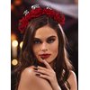 Woeoe Halloween Skull Headband Day of the Dead Costume Flower Crown Red Rose Floral Spider Headpiece Accessory for Women and Girls