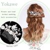 Yokawe Bridal Wedding Hair Comb Silver Crystal Bride Side Combs Flower and Leaf Hair Accessories for Women and Girls