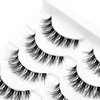 KSYOO Cat Eye Lashes Wispy Natural Look, D Curl 6-12mm Clear Band 3D Natural False Eyelashes Multipack (B5 Clear Band, 5 Pair (Pack of 1))