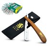 The Cambridge Cutthroat® Cut Throat Razor Kit Missanda Hardwood & Stainless Steel Professional Barber Razor, Premium Single Blade Straight Edge Razor, Moustache & Beard Shaper, Travel Pouch Included