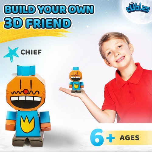 Cubles Toy Building Set, 3D Puzzle Meets Origami Kit, STEM Toys - The Dog Man Series - Chief