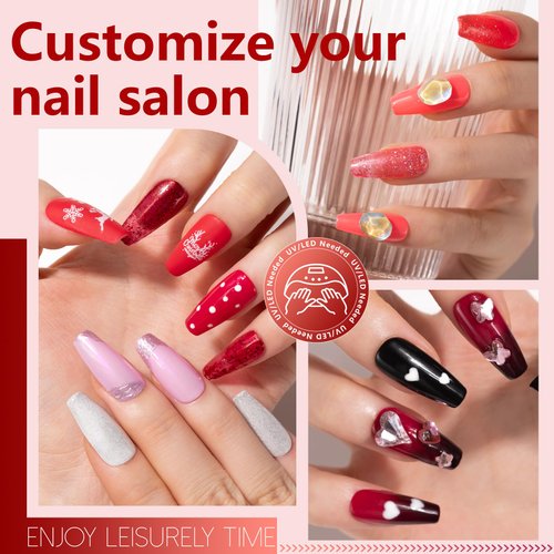 ABAC Solid Gel Polish Set 24 color,Hema-free Glitter Pink Red Gel Polish Kit,Burgundy Red Gel Polish Kit,Nail Kit with Double-Ended Nail Art Brush Soak Off LED Nail Kit Manicure DIY Home