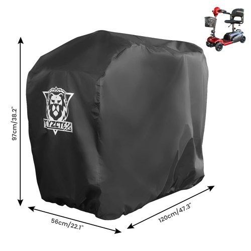XYZCTEM 600D Waterproof Scooter Cover Black Power Assisted Mobility Scooter Cover (48 inch Length)