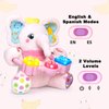Ryotagift Baby Bilingual Musical Elephant Stuffed Animals Toys,Infant Early Learning Toys with Light-Up Music & Crinkle,Tummy Time Toys for 0 3 6 9 12+ Months for Baby Boy Girl Gift,Pink
