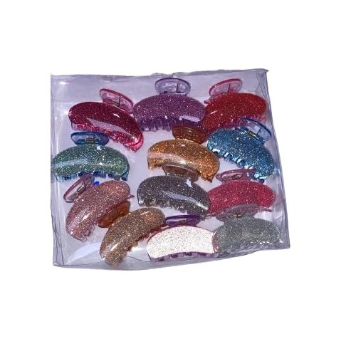 Generic Lucky Rudra Plastic Hair Clips Clutcher For Girls and Women Pack 12 Pcs With Shine Design Multicolor