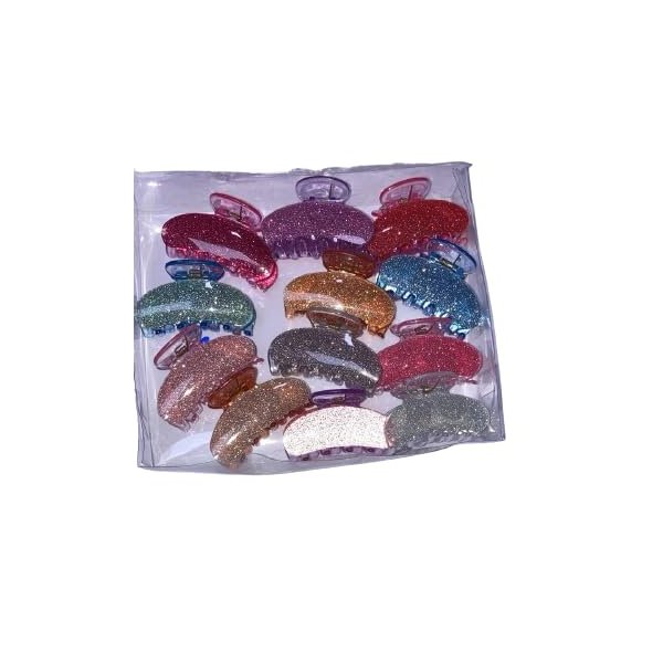 Generic Lucky Rudra Plastic Hair Clips Clutcher For Girls and Women Pack 12 Pcs With Shine Design Multicolor