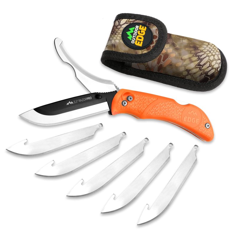 OUTDOOR EDGE RazorPro Double Blade Folding Hunting Knife - Field Butcher Knife with Replaceable R...