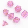 Poludie 7-Die DND Dice Set Polyhedral Dice Set with a Leather Dice Bag, D&D Dice Set for Dungeons and Dragons, RPG, MTG Table Games (Pink/G)