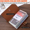 Romozi RFID Credit Card Holder, Leather Business Card Organizer with 96 Card Slots, Credit Card Protector for Managing Your Different Cards and Important Documents to Prevent Loss or Damage (Black)