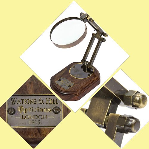Antique Brass Magnifying Glass Vintage London 1805 Beautifully Instrument Decorative Collectible Adjustable Workspace