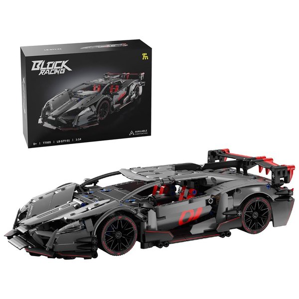 RiceBlock Racing Sports Car Building Blocks Set, 1:14 Scale Model Speed Champions Car, Gifts for Boys Age 8+, Vehicle Racing Car for Kids, Buildable Model Kit (991pcs)