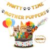 Pre-Strung Let's Pawty Dog Birthday Party Supplies - Pawty Time Mother Puppers - Funny Gold Glitter Puppy Dog Birthday Banner For Party Decorations Girl Boy - Cute Puppy Pets Paw Pennant Sign Deco