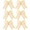 8 Inch 2 Colors Cheerleader Bows 2 Layers 6 Pcs Ponytail Holder Cheerleading Bows Hair Elastic Hair Tie (Yellow/White)