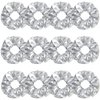 12 Pcs PU Leather Cheer Hair Scrunchies Gold Scrunchy School Performance Ponytail Holder Hair Accessories for Cheerleading Teen Girls College Sports (Silver)