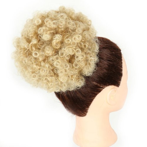 THEMIS HAIR Afro Puff Drawstring Ponytail Hair Pieces with Clip on Natural Hair Bun Blonde Short Curly Ponytail Hair Extensions for Black Women (color 613#)