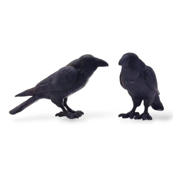 Miniature Raven Crow 1:12 Scale Halloween Mini for Dollhouse, Diorama, Art Craft Supplies (Unpainted Black)