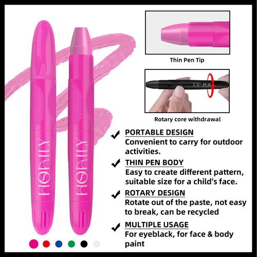 HOSAILY Eye Black Stick, Pink Eyeblack Sporting Face Paint for Softball Baseball Football Lacrosse Long Lasting Cream Face Body Paint Stick for Halloween Costume Cosplay Parties Black Eye Makeup-Pink